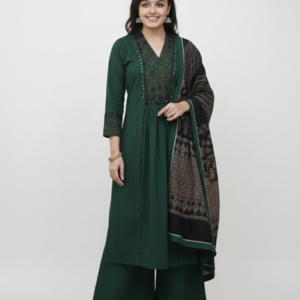 Cotton Green Printed Kurta Set