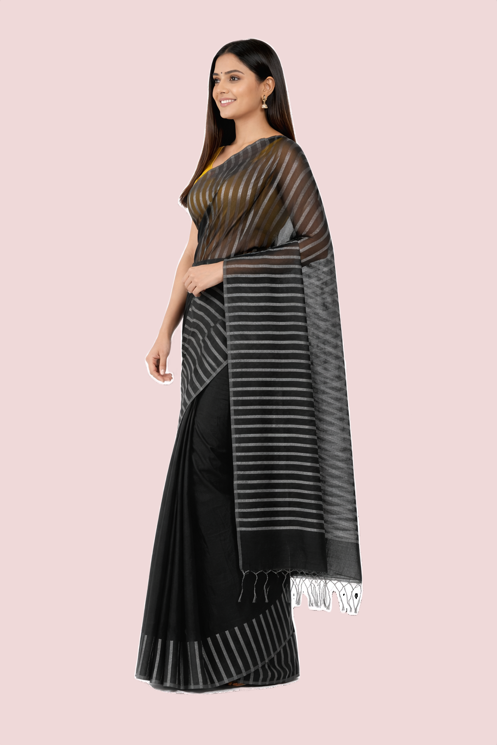 Black Cotton Saree - Image 2