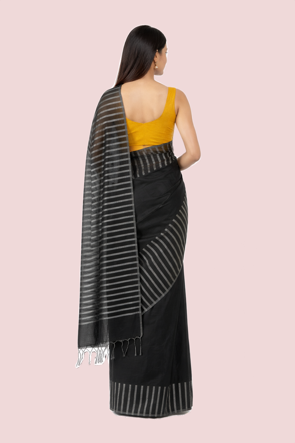 Black Cotton Saree - Image 3