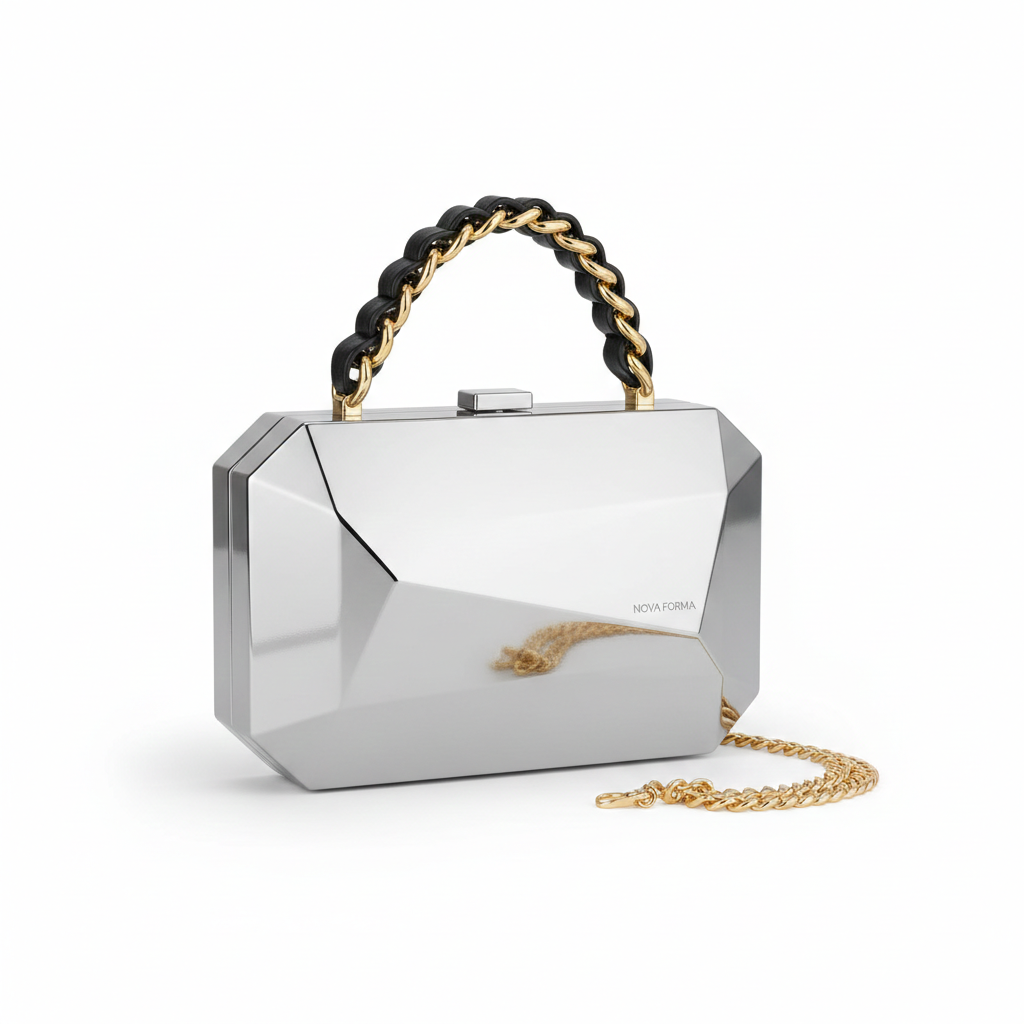 Silver Women's Clutch Bag