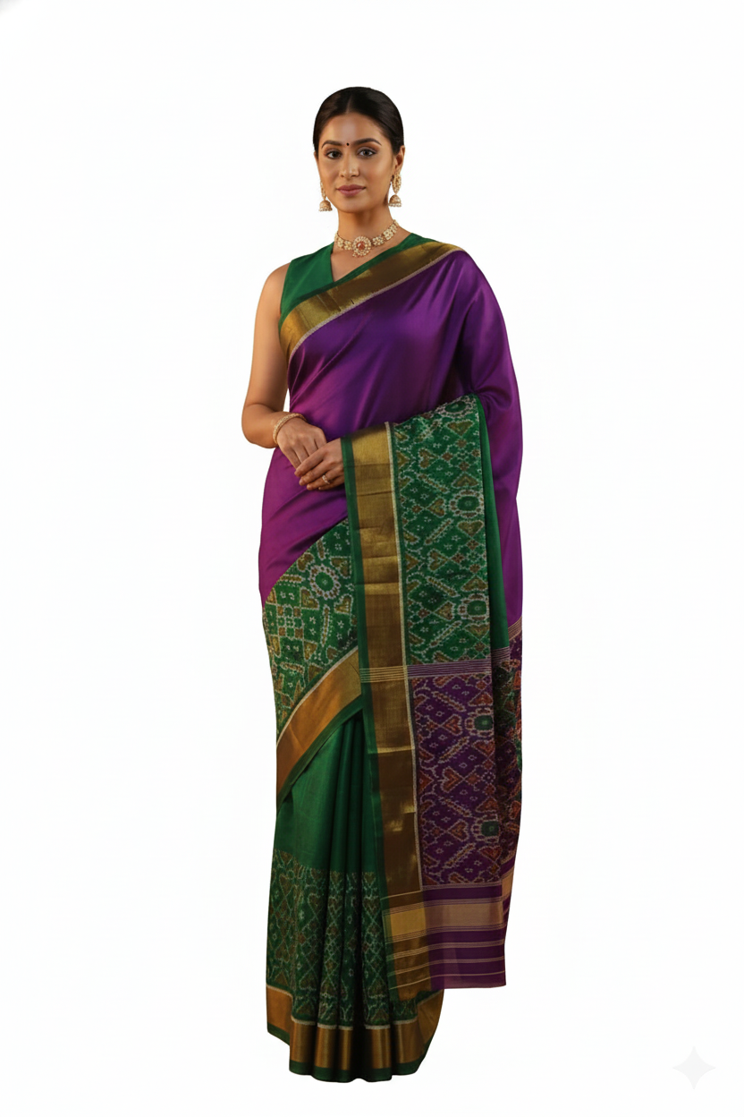 Purple Pure Silk Patola Saree