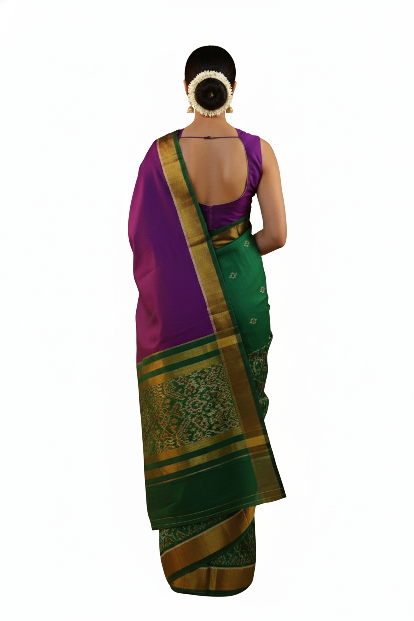 Purple Pure Silk Patola Saree - Image 2