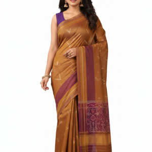 Brown Pure Silk Patola Saree