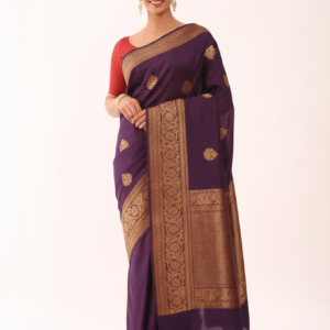 Silk Woven Purple Banarasi saree