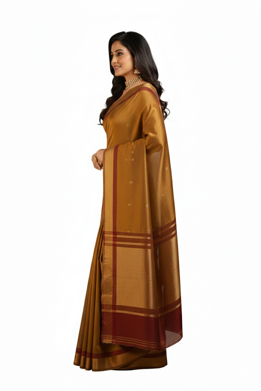 Silk Woven Brown Banarasi saree - Image 2