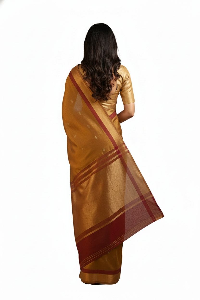 Silk Woven Brown Banarasi saree - Image 3