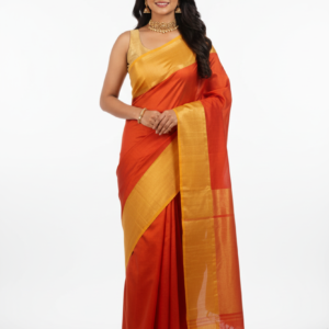 Orange Pure Silk Kanchipuram Saree
