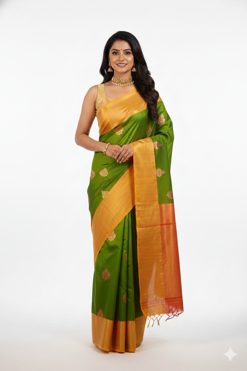 Multocolored Kanchipuram Elegant Saree