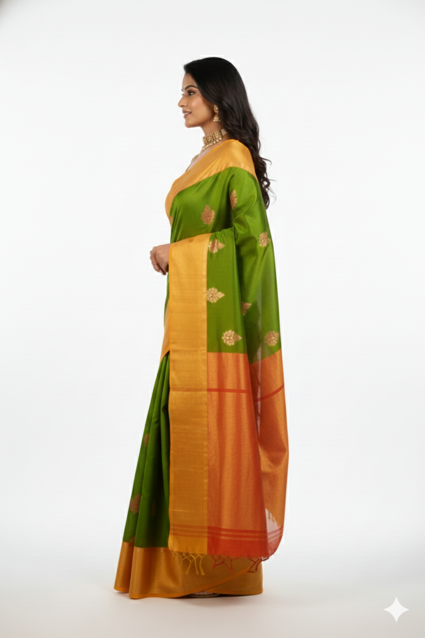 Multocolored Kanchipuram Elegant Saree - Image 3