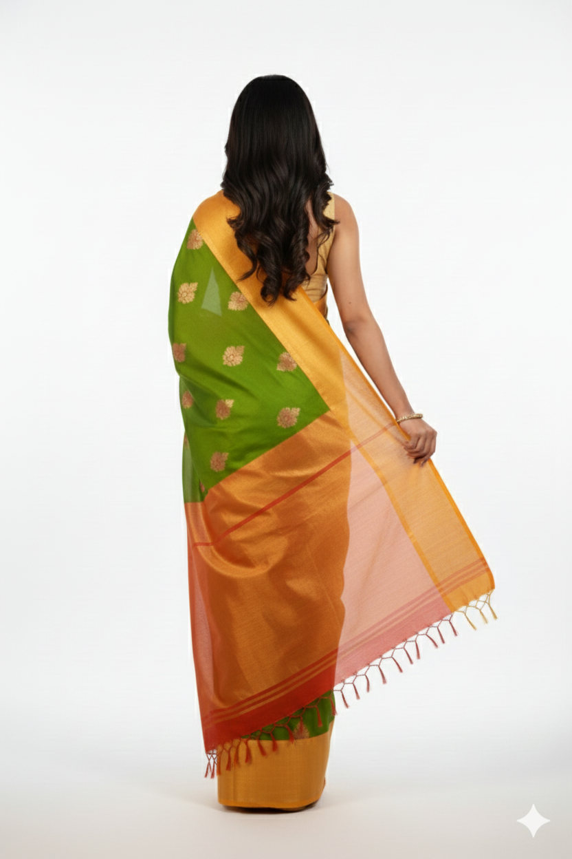 Multocolored Kanchipuram Elegant Saree - Image 2