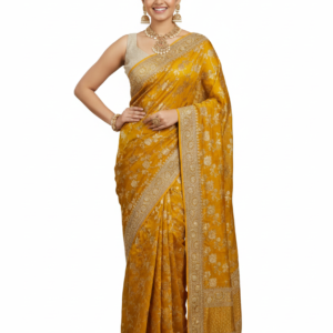 Yellow Silk Woven Wedding Saree