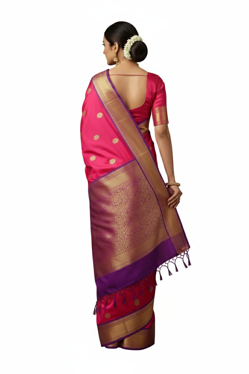 Pink Paithani Saree (Silk) - Image 3