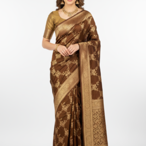 Brown Woven Wedding Saree