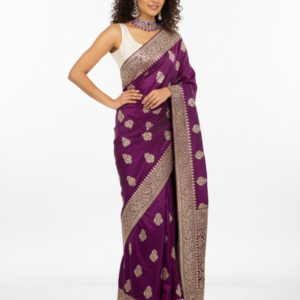 Purple Silk Woven Weding Saree