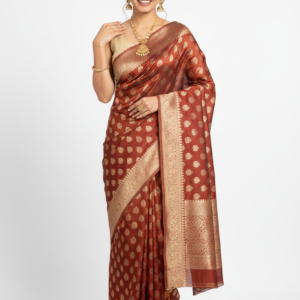 Red Woven Viscous Wedding Saree