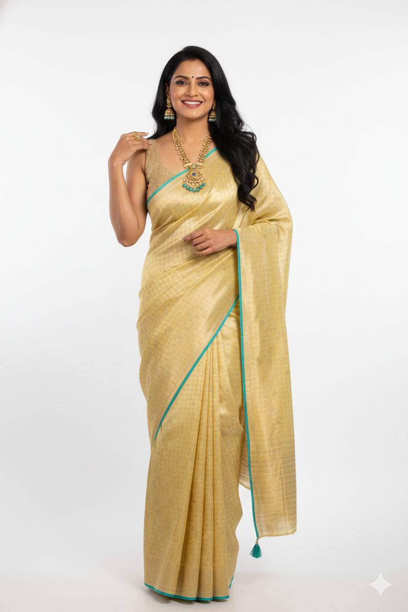 Yellow Woven Viscous Saree