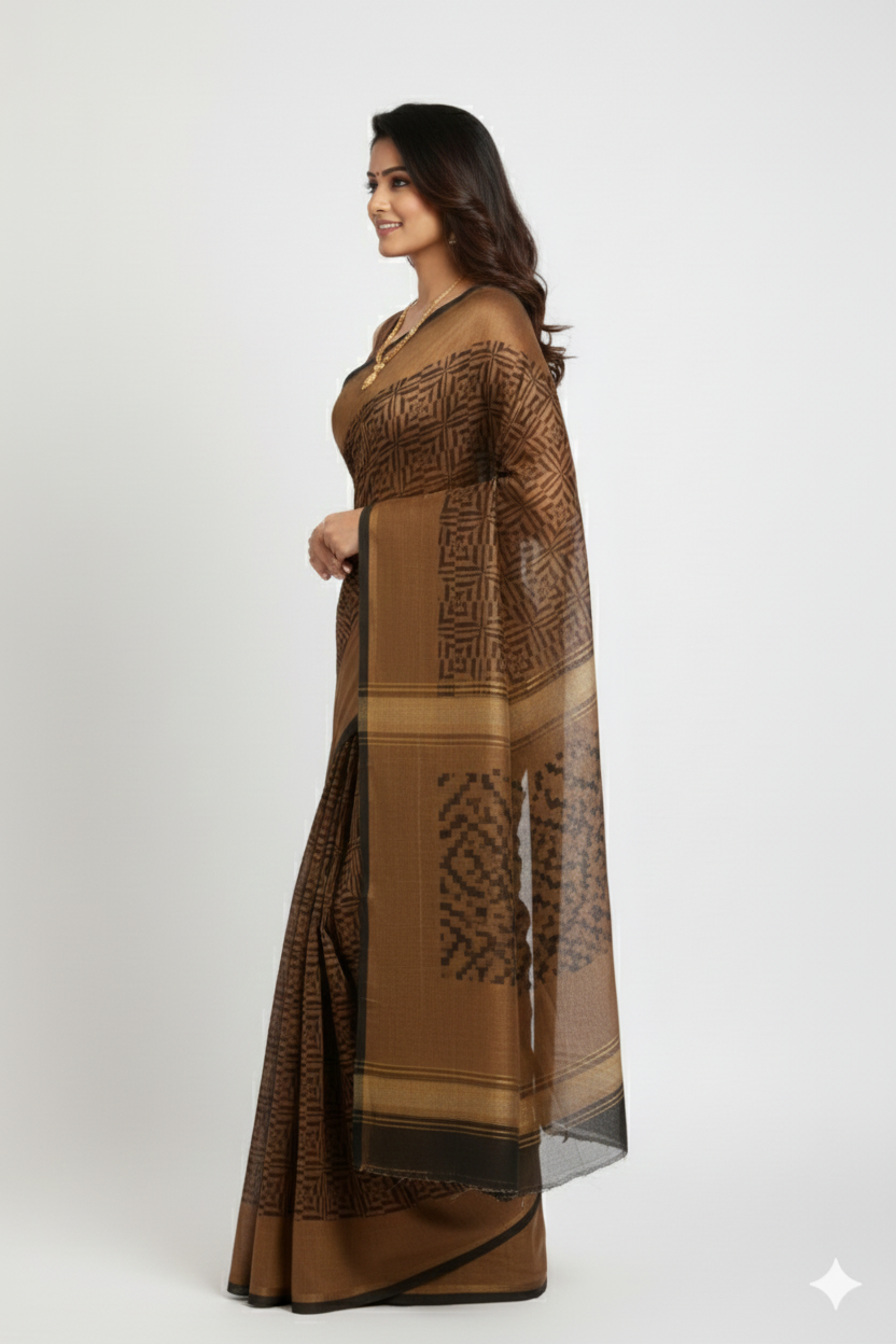 Brown Woven viscous Tissue Party Saree - Image 2