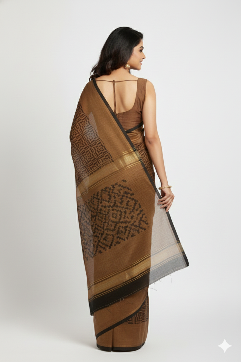 Brown Woven viscous Tissue Party Saree - Image 3