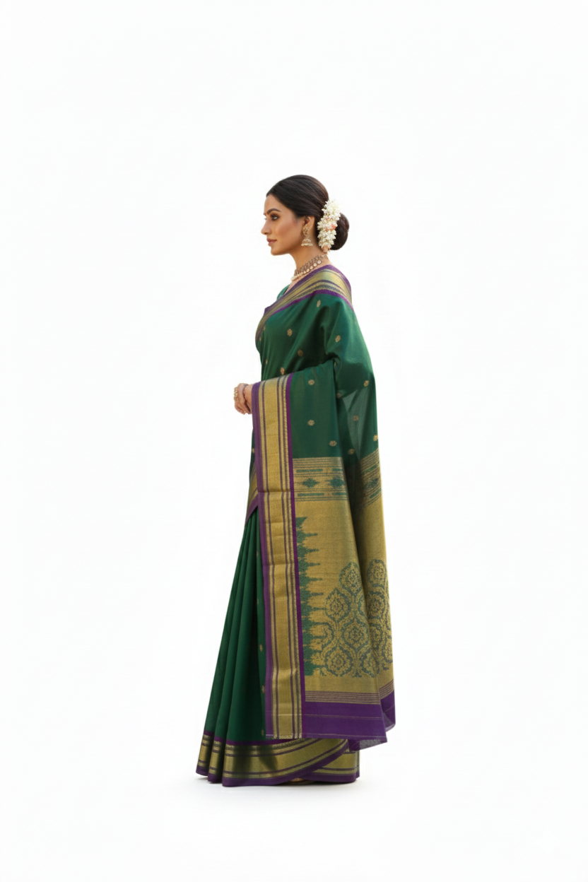 Green Silk Paithani Saree - Image 2