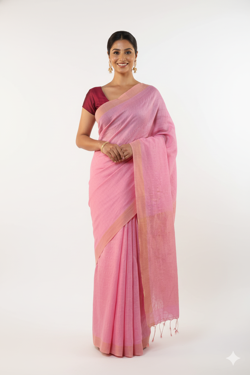 Light Pink Silk Cotton Saree