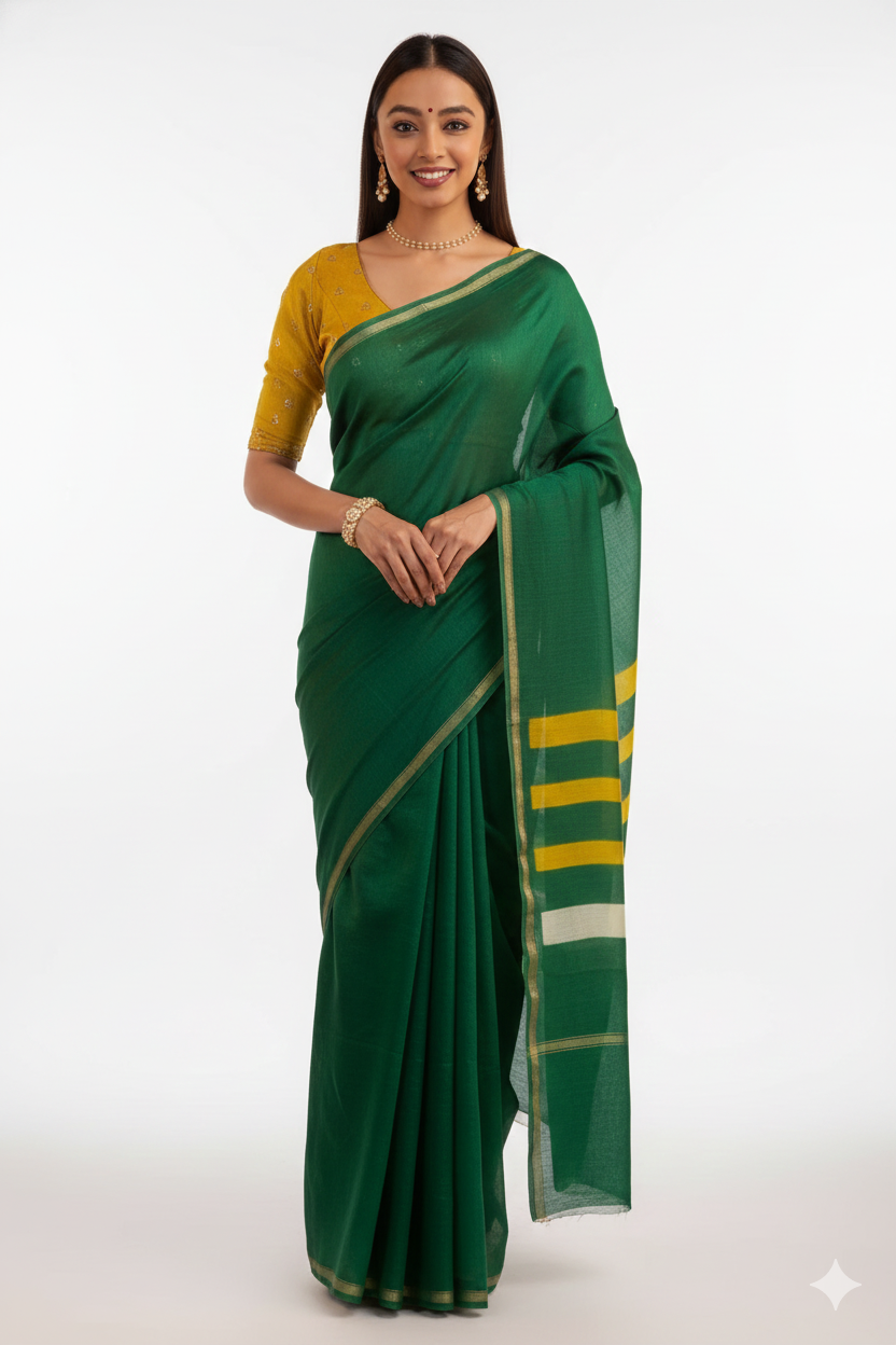 Green Silk Cotton Saree