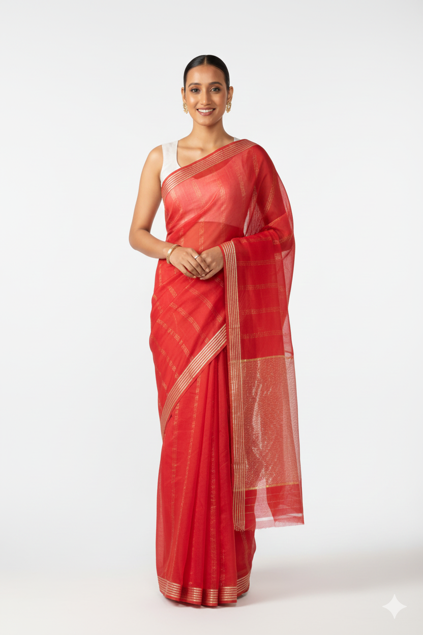 Red Silk Cotton Saree