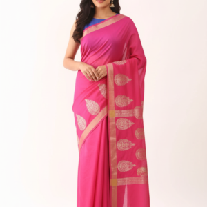 Woven Pink Tussar Saree