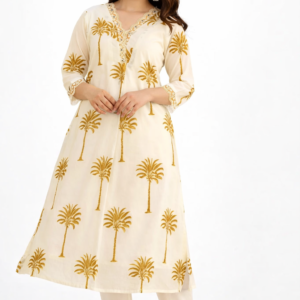 Palm Breeze Floral Cotton Kurta