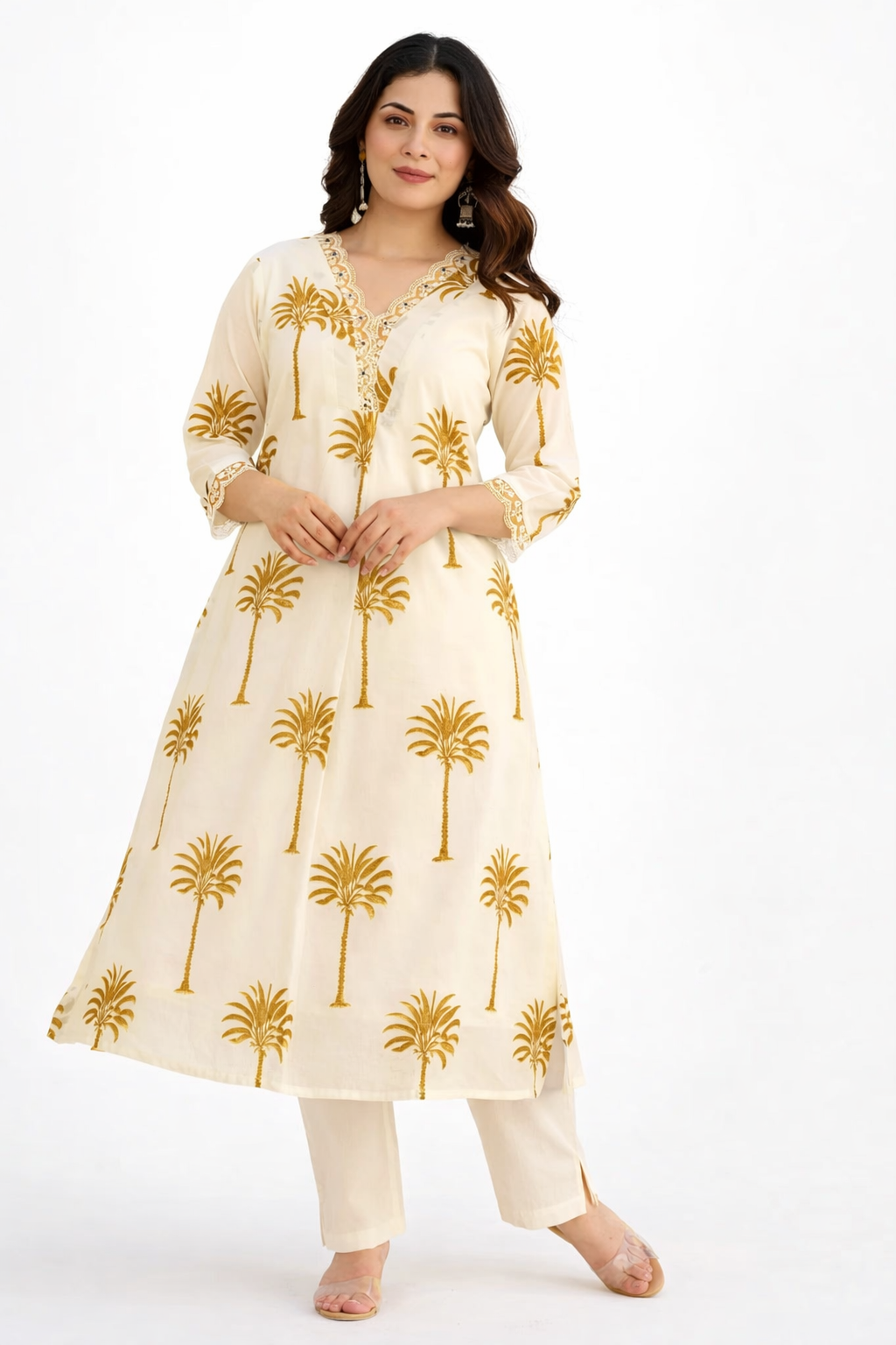 Palm Breeze Floral Cotton Kurta