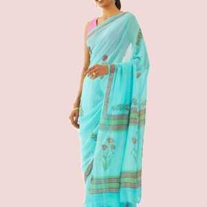 Georgette Blue Printed Saree