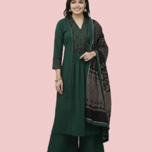 Cotton Green Printed Kurta Set