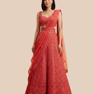 Red Mirage Embroidered Lehenga Choli