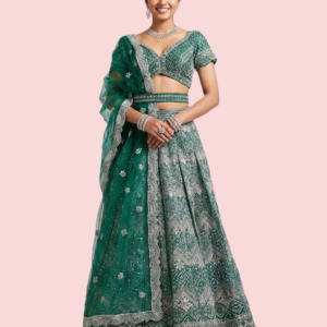 Green Aura Embroidered Lehenga Choli
