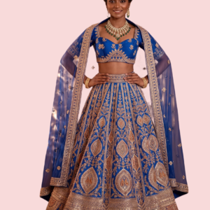 Blue Embroidered Lehenga Choli Set