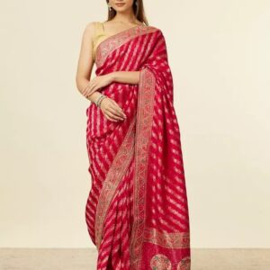 Deep Red Elegance Zari Silk Saree