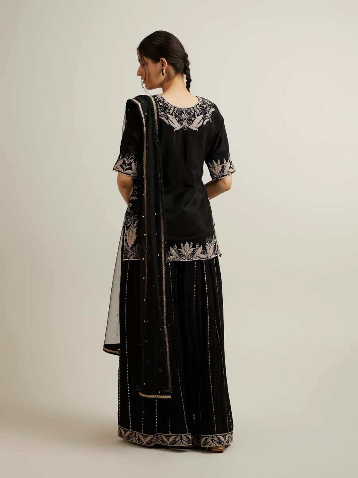 Midnight Black Regal Embroidered Lehenga Set - Image 3