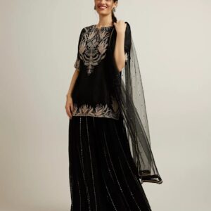 Midnight Black Regal Embroidered Lehenga Set