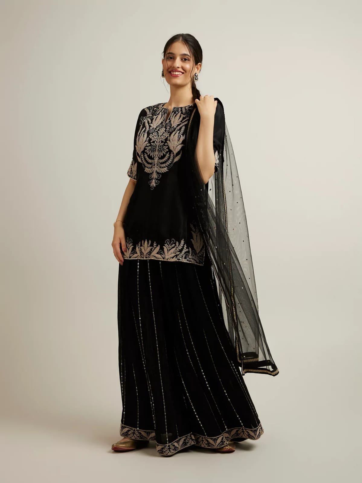 Midnight Black Regal Embroidered Lehenga Set
