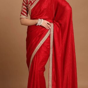 Ruby Flame Zari Silk Saree