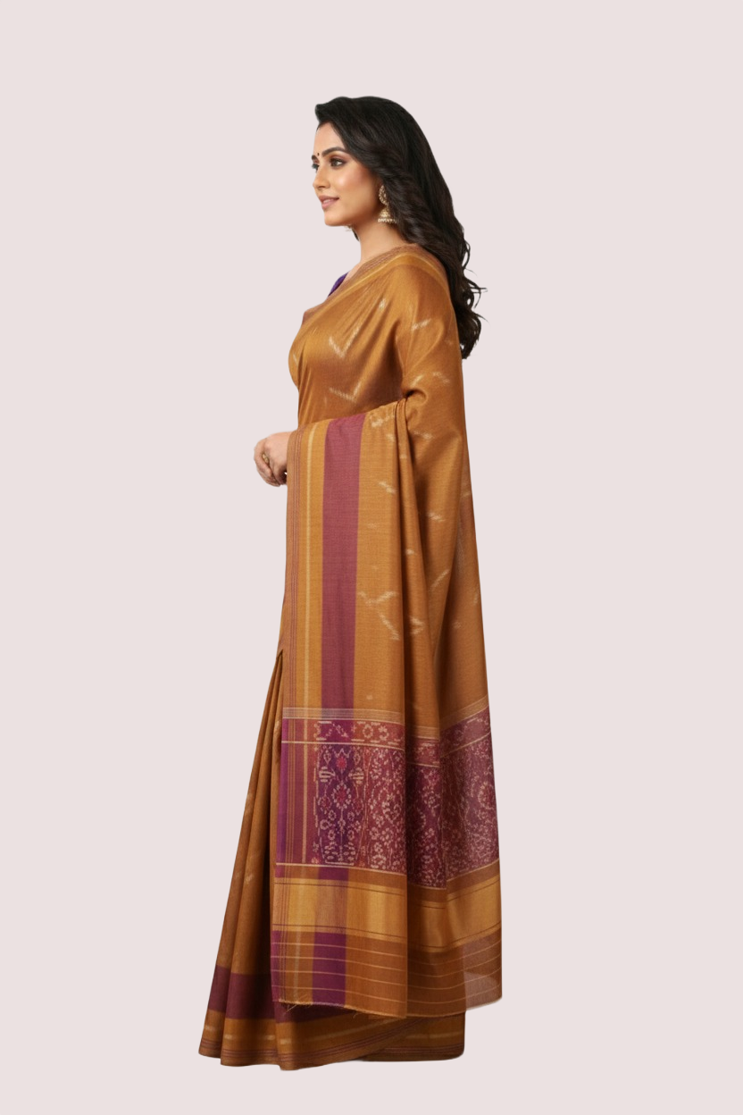 Brown Pure Silk Patola Saree - Image 2