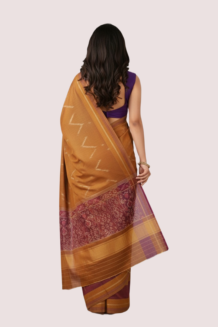 Brown Pure Silk Patola Saree - Image 3