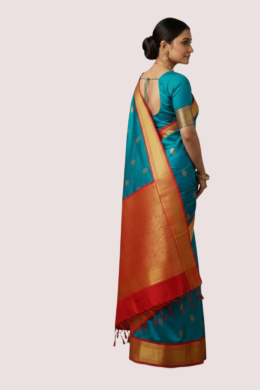 Paithani Saree - Blue Silk - Image 2