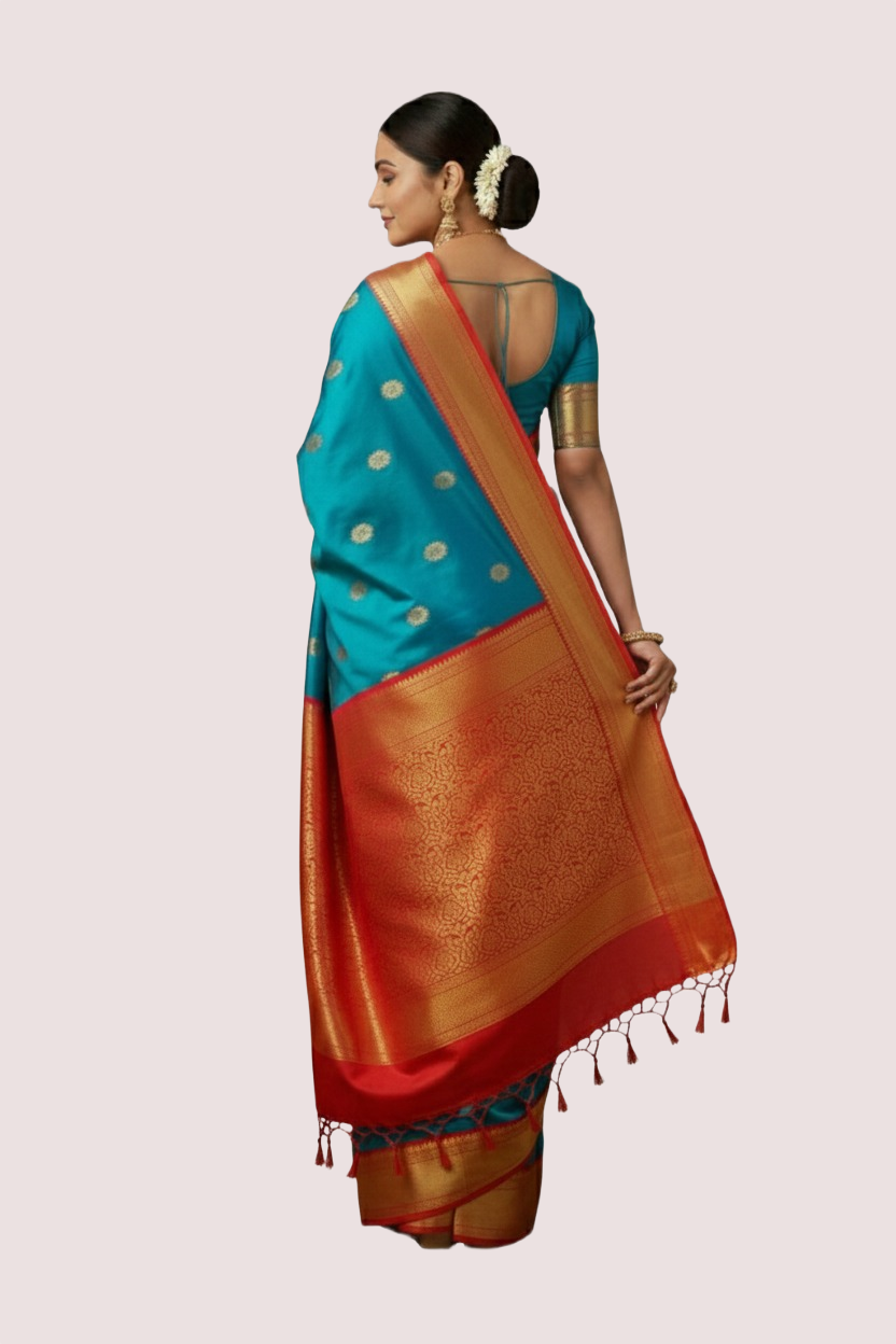 Paithani Saree - Blue Silk - Image 3