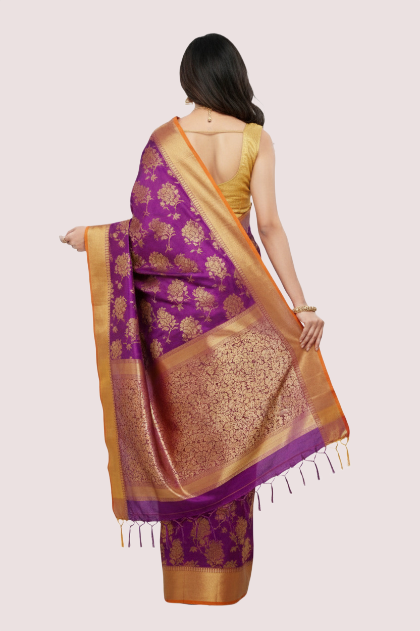 Multocolored Kanchipuram Silk Saree - Image 3