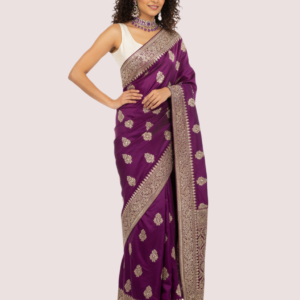 Purple Silk Woven Weding Saree