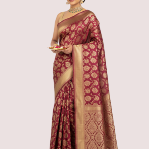 Red Woven Viscous Wedding Saree