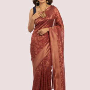 Red Silk Woven Party Saree