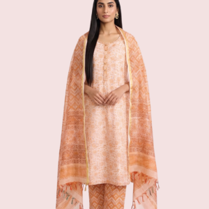 Lightweight Orange Kota Doria Suit Set