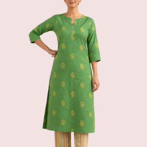 Elegant Green Short Sleeve Kurta