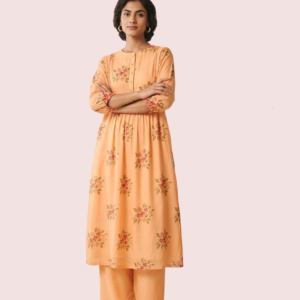 A-line silhouette Orange Kurta